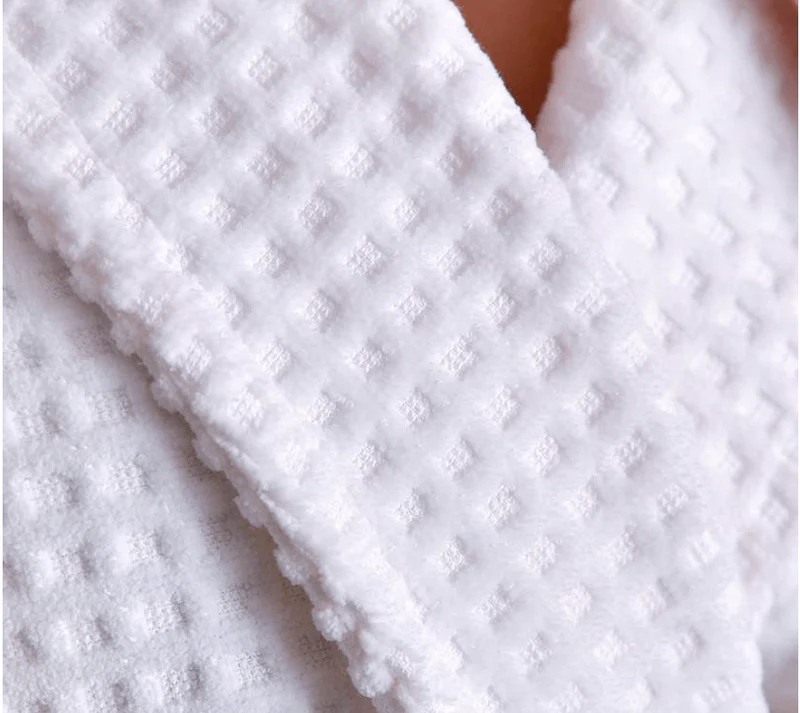 Luxury 100% Cotton Velour Jacquard Waffle Pattern Bathrobes for Four Season