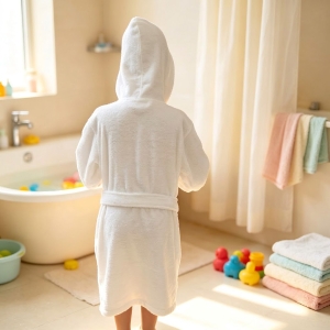 Personalized 100% Cotton Terry Color Kids Bathrobe with Trim