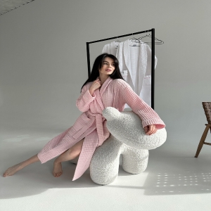 Cotton Waffle Robe, Soft Spa Loungewear, Pink cotton robe, White cotton waffle robe, Lightweight Sheer Spa Bathrobe, Lounge Coverup