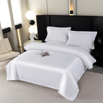 Wholesale 100% Cotton 300TC Sateen Weave White Hotel Bedding Set