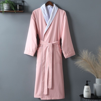 Machine Washable Durable Microfiber Bath Robe Custom logo Luxury Winter Warm Dressing Gown Pink