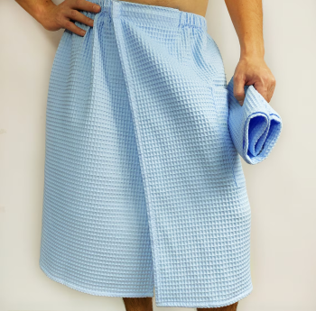 Men's Waffle Shower Wrap, Lightweight Mens Sauna Waffle Wrap for Home, Spa or Gym - Secure & Adjustable