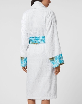Women's Dressing Gown 100% Cotton Terry Cloth With Jacquard Logo Robes Hooded
