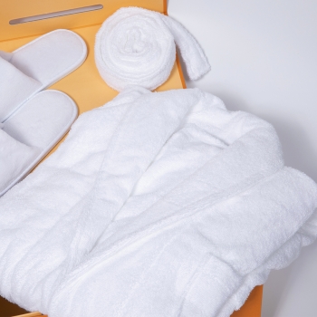 Luxury Home Spa Gift Robe Set Customized Logo Terry Toweling Bathrobe With Slipper Set