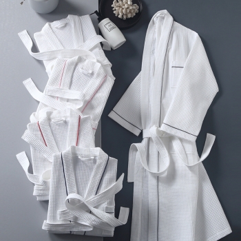 Loungeable 100% Cotton Waffle Robe Hotel Spa Kimono Bathrobe