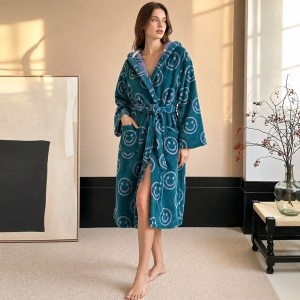 Luxury Bathrobe Soft Absorbent 100% Cotton Terry Robe With Hood Oeko Tex 100 Long Women Dressing Gown