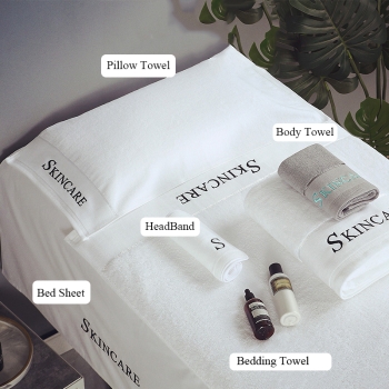 Natural Organic Cotton Skincare Salon Towels Set for Massage Room or Beauty Parlor