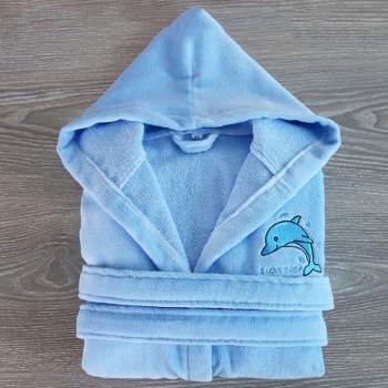 100% Combed Cotton Velour With Terry Toweling Hooded Spa Robes Kids