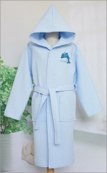 100% Combed Cotton Waffle Hooded Robe Kids
