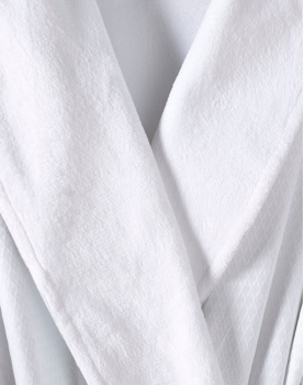 Luxurious Waffle Diamond Fabric Lined Terry Cloth Double Layer Shawl Collar Robe