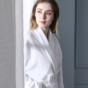 Luxury 100% Cotton Velour Jacquard Waffle Pattern Bathrobes for Four Season