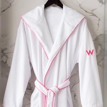 Hospitality Microfiber & Fleece Double Layer Bath Robe Hood Dressing Gown