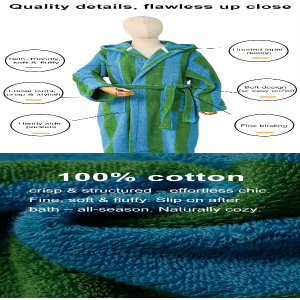 Custom Luxury 100% Cotton Soft Color Woven Stripe Bath Robe Hooded Bathrobe for Men Women Robe