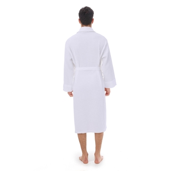 Checkered Bathrobe 100% Cotton Combed Waffle Pattern Velour  Robes Unisex