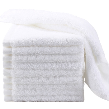 Wash Cloths for Showering [12x12] - 100% Cotton Washcloths Premium Quality  Face Cloths for Bathroom, Highly Absorbent and Soft Feel Wash Clothes, White