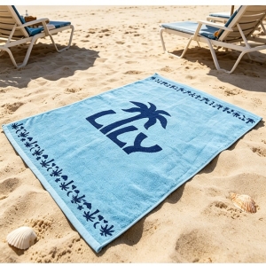 Custom Luxury Jacquard 100% Cotton Beach Towel With Logo High Quality Woven Embossed Beach Towels Swim Bath