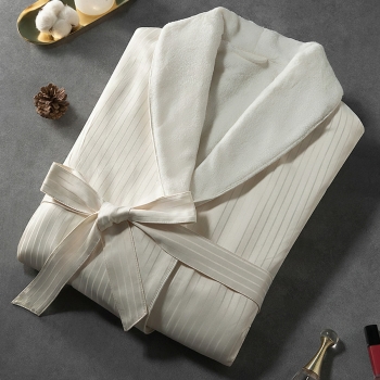 Customize Double Layer Microfiber Stripe Bathrobe
