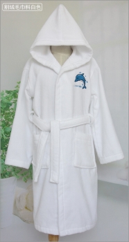 100% Combed Cotton Velour With Terry Toweling Hooded Spa Robes Kids