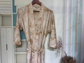 Chinese Traditional Tie-dye Print 100% Cotton Bathrobe Dressing SPA Gown