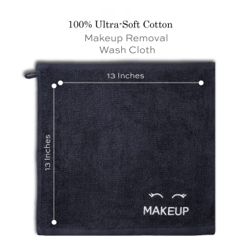 Black Makeup Washcloths for Face Cleansing, Super Soft Luxury Cotton Black Makeup Towels, Highly Absorbent and Quick Dry,Makeup Remover Cloth 13 x 13