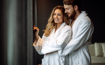 Fun Gifts -Egyptian Cotton Shawl Collar Terry Couple Robe Set
