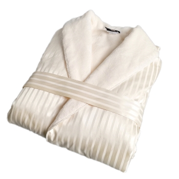 Customize Double Layer Microfiber Stripe Bathrobe