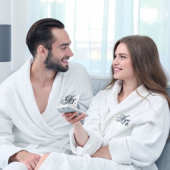 Fun Gifts -Egyptian Cotton Shawl Collar Terry Couple Robe Set