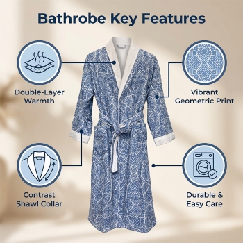 Luxury Double-Layer Printed Microfiber Bathrobe for Winter & Gifts