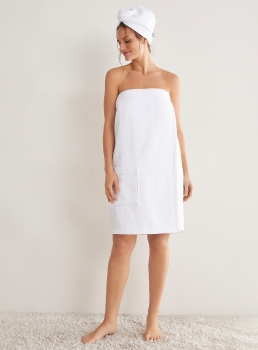 Personalized Logo Women's Waffle Spa Body Wrap with Adjustable Closure