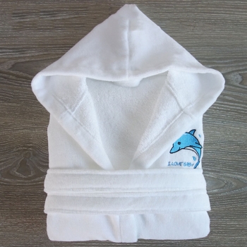 100% Combed Cotton Velour With Terry Toweling Hooded Spa Robes Kids