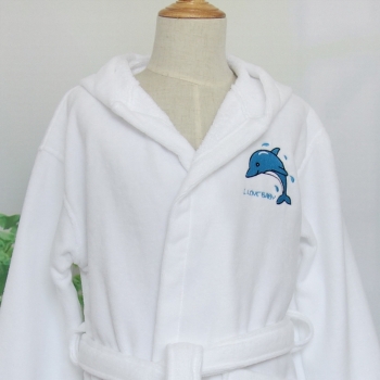100% Combed Cotton Velour With Terry Toweling Hooded Spa Robes Kids