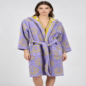 Luxury Bathrobe Soft Absorbent 100% Cotton Terry Robe With Hood Oeko Tex 100 Long Women Dressing Gown