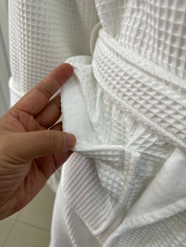 Customized Embroidery Logo Waffle Lined Cotton Velour Double Layer Bathrobes