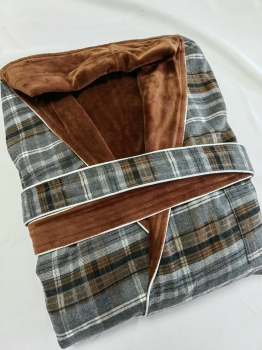 British Style Plaid Design With Plush Flannel Inner Double layer Robes Unisex