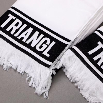 Custom Yarn Weaved Logo 100% Cotton Terry Toweling 600GSM Beach Towel With Fringe