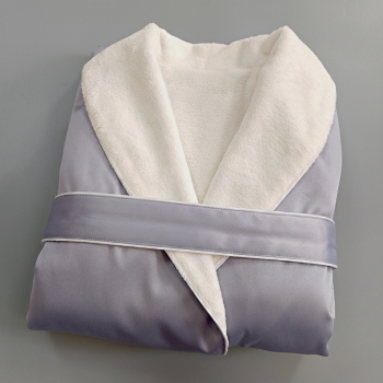 Luxury Shiny Faux Silk Bathrobe with Warm Fleece Lining Double Layer Spa Robe Custom Embroidery Logo Premium Sleepwear for Hotel