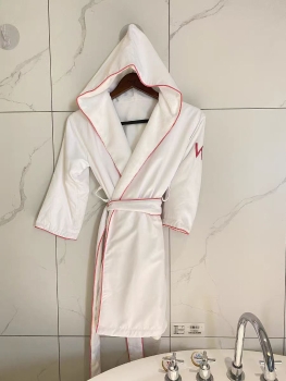 Hospitality Microfiber & Fleece Double Layer Bath Robe Hood Dressing Gown