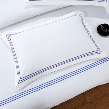 Luxury 100% Egyptian Cotton 300TC Sateen Plain White Embroidered Bedding Set 