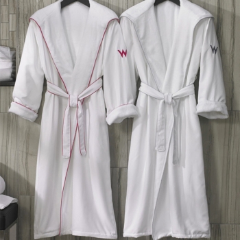 Hospitality Microfiber & Fleece Double Layer Bath Robe Hood Dressing Gown
