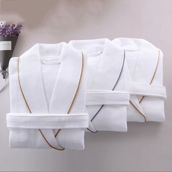 Loungeable 100% Cotton Robe Unisex Lightweight Waffle Bathrobe