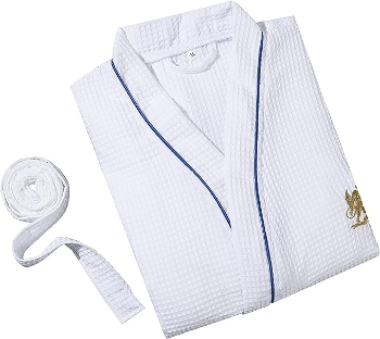 Lightweight Comfort Lounge Robe Kimono Waffle Spa Robe with Slipper Set 