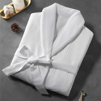 Customize Double Layer Microfiber Stripe Bathrobe