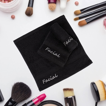Makeup Towels -Soft & Gentle Cotton Washcloth Face Make Up Remover, Reusuable Eraser Cloth Essentials for Hosts & Artists, 13 x 13 in, Black