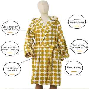 Yarn Dyed Jacquard Bathrobe Custom for Home Wear High Quality 100% Cotton Terry Loop Bathrobe Wave Point Women Sleepwear