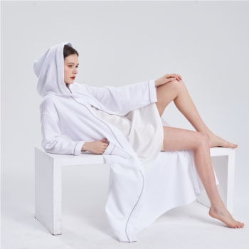 Lightweight Full-Length Robes Cotton Blended Waffle Hooded Bathrobe Unisex