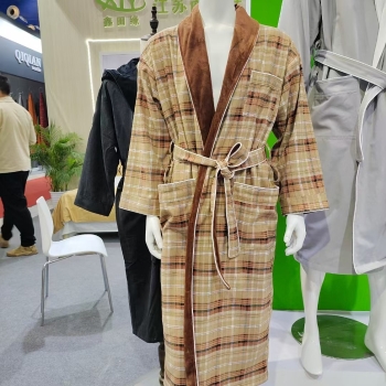 British Style Plaid Design With Plush Flannel Inner Double layer Robes Unisex