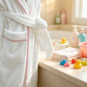 Personalized 100% Cotton Terry Color Kids Bathrobe with Trim