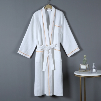 Loungeable 100% Cotton Waffle Robe Hotel Spa Kimono Bathrobe