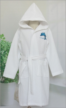 100% Combed Cotton Waffle Hooded Robe Kids