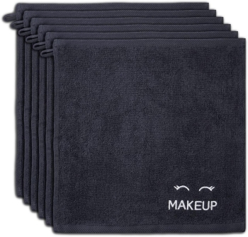 Black Makeup Washcloths for Face Cleansing, Super Soft Luxury Cotton Black Makeup Towels, Highly Absorbent and Quick Dry,Makeup Remover Cloth 13 x 13